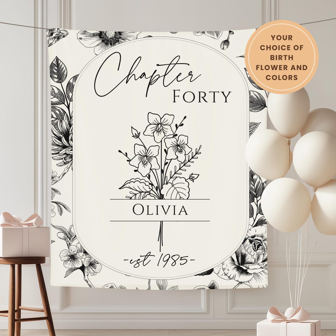 40th Birthday Decorations-chapter 40 Personalized Party Banner, Custom ...