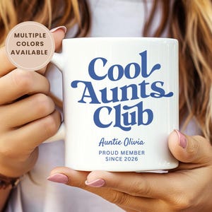 Taza personalizada del Club de Tías Geniales: taza personalizada para tía con nombre, regalo para anunciar un bebé, taza para revelar el embarazo, regalo para una nueva tía.