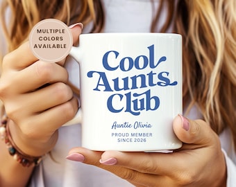 Personlig Cool Aunts Club-mugg - Anpassad mostermugg med namn, Babymeddelandepresent till moster, Graviditetsavslöjandemugg till moster, Ny mosterpresent