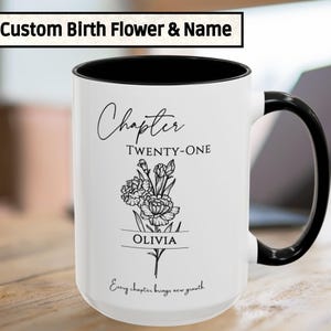 21歳の誕生日プレゼント、第21章誕生花コーヒーマグ、誕生月の花ノート、彼女へのパーソナライズされた21歳の誕生日プレゼント