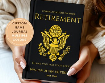 Libro de visitas de jubilación militar personalizado: regalo de jubilación del Ejército, la Marina y la Fuerza Aérea, recuerdo de despedida militar, libro de recuerdos personalizado para veteranos.