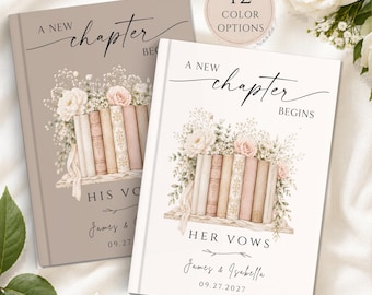 New Chapter Wedding Vow Book: Book Lover Wedding, Personalized His And Her Vow Books, Literary Wedding Keepsake, Book Wedding Theme