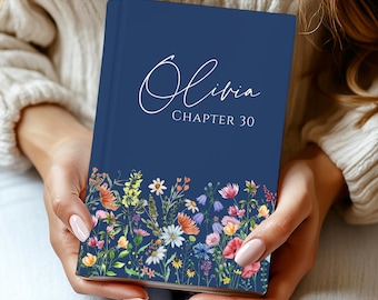 30th Birthday Gift for Her-Personalized Chapter 30 Journal with Wildflowers, Custom Name Notebook for 30 Years Old Birthday, Birthday Book