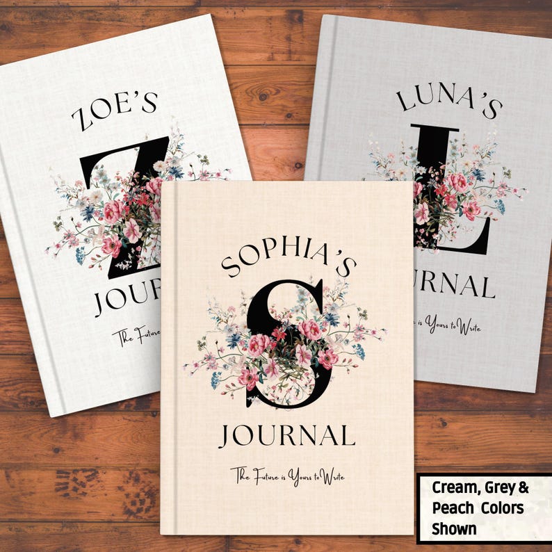 Personalized Floral Journal, Custom Monogram Name Notebook, Teen Girl ...