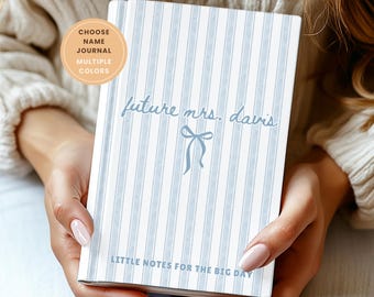 Personalized Wedding Planning Notebook- Striped Custom Name Journal for Bride to Be, Engaged Gifts for Her, Bridal Shower Gift, Future Mrs