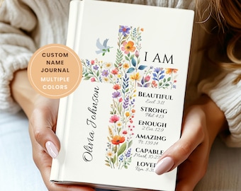 Personalized Easter Gift for Teens: Floral Cross Journal with Custom Name, Easter gift for kids, Easter basket stuffer