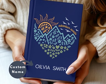 Travelers Notebook, Personalized Adventure Awaits Journal, Nature Lover Present, Camping Gift, Trip Planner, Hiking Writing Book, RV Gift