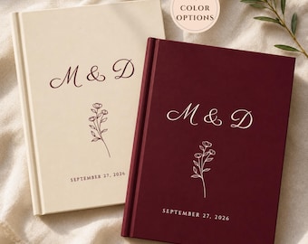 Individuell gestaltetes Eheversprechenbuch mit Monogramm, gebundenes Eheversprechenbuch, personalisiertes Hochzeitstagebuch, minimalistisches und elegantes Erinnerungsstück an die Zeremonie für Braut und Bräutigam