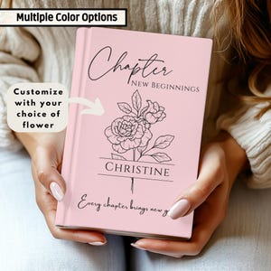 Retirement Gift for Her-Personalized New Beginnings Journal with Flowers, Teacher Retirement Book, Coworker Farewell, New Chapter Notebook