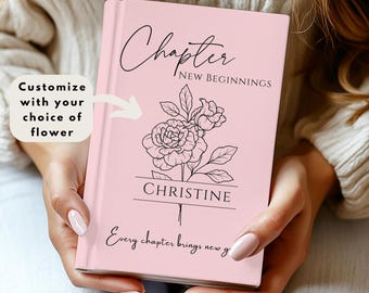 Retirement Gift for Her-Personalized New Beginnings Journal with Flowers, Teacher Retirement Book, Coworker Farewell, New Chapter Notebook