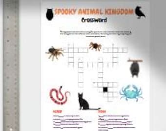 Halloween Spooky Animals Crossword - Instant Download