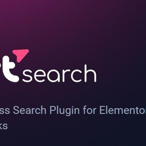 May include: JetSearch logo with a pink arrow, white text, and the tagline "WordPress Search Plugin for Elementor, Gutenberg, and Bricks".