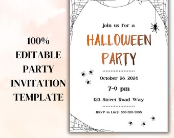 Halloween Party Editable Invitation, Costume Party Invite, Halloween Evite, Text Invitation, Electronic Invite, Digital Invitation