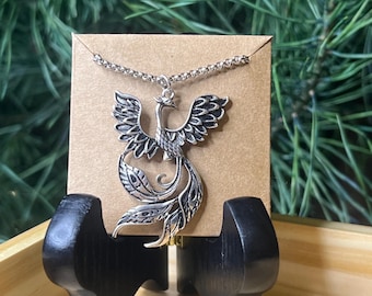 Collana con fenice in argento sterling: ciondolo con pietra portafortuna personalizzata - Italia