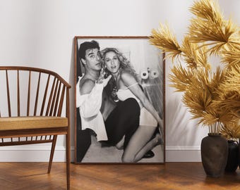Sex and the City Stampa artistica da parete / Poster digitale scaricabile / Cornice per la decorazione della casa / Regalo per fan della serie TV / Carrie e Mr Big in bianco e nero