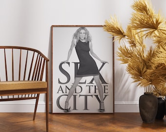 Arte murale stampabile Sex and the City / Poster digitale scaricabile / Cornice per la casa / Regalo per fan della serie TV / Carrie Bradshaw in bianco e nero
