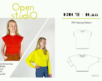 Disco Tee and Dolman Sewing Pattern, XXS-5X (PDF Pattern)