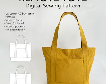Remote Tote: Tote Bag Digital Sewing Pattern and video tutorial - Travel Friendly