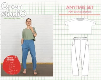 Anytime Set - Knit Tee and Pant Combo, PDF Sewing Pattern