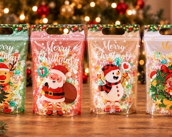 4 kersttraktatiezakjes, hersluitbaar en herbruikbaar met handvatten