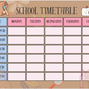 Printable and Editable Capybara School Timetable