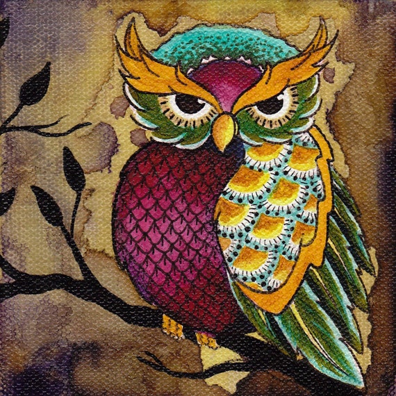 owl (8" square print, signed)