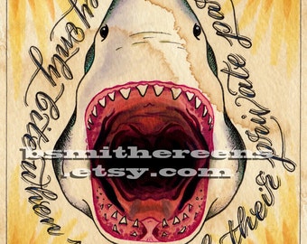 Shark Bites (5x7 signed print)