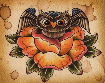 Rosie, the Rose-dwelling Owl (8x10 print)
