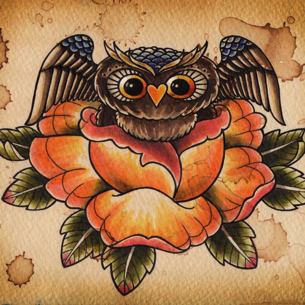 Rosie, the Rose-dwelling Owl (8x10 print)