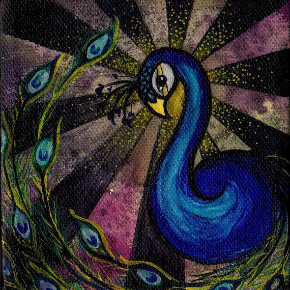 peacock (8'' square print, signed)