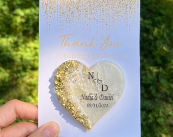 Wedding Gold Epoxy Magnet Gift,Nikkah Favor,Personalized Wedding Favor,Wedding favors for guests, Thank you favors,Epoxy Magnet with Card