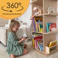 360 Rotating Bookcase, Rotating Bookshelf, Handmade Wooden Book Organizer