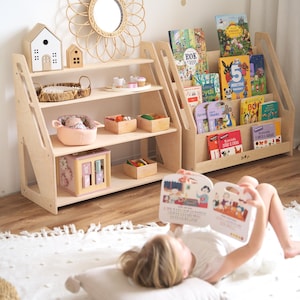Étagère à jouets Montessori, Rangement de jouets, Rangement de jouets pour enfants, Présentoir de livres, Étagère pour enfants, Bibliothèque pour enfants, Meubles Montessori