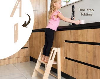 Faltbarer Tritthocker: Küchenturm aus Holz für Kleinkinder