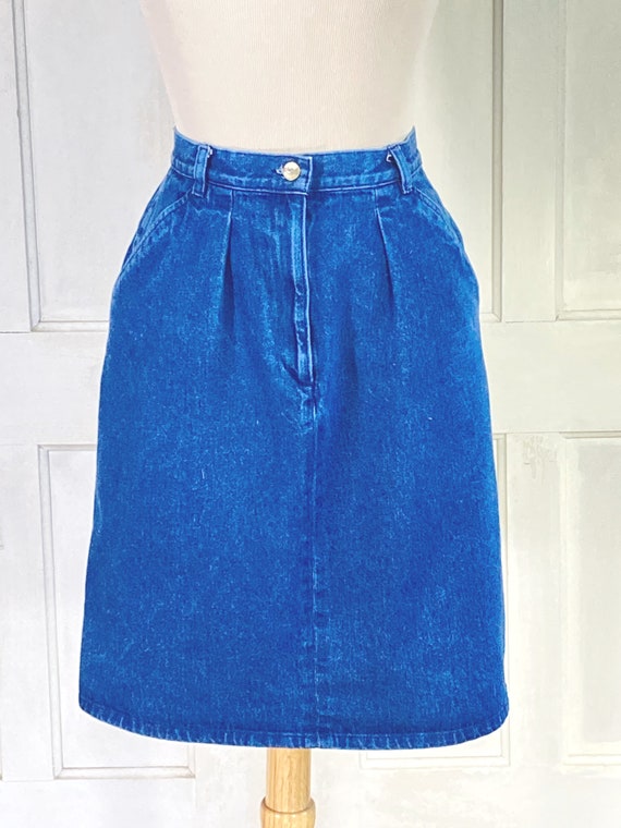 90s Vintage Denim Skirt - LL Bean Short Pencil Sk… - image 2