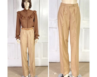 Pantalones de lana vintage de los años 90 - Lana Camel Merino - Pantalones Georgio Sant' Angelo - Pantalones plisados de cintura alta - cintura de 28 pulgadas