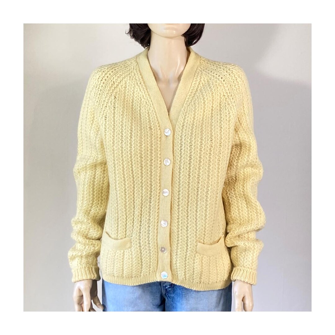 60s Vintage Shetland Wool Cardigan Sweater - 50s Italian Sweater