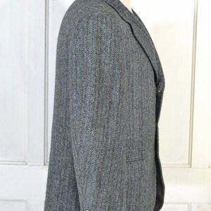 Vintage 70s Harris Tweed Blazer Herringbone Tweed Sport Coat Scottish Wool Jacket Academia Three Button Blazer image 5