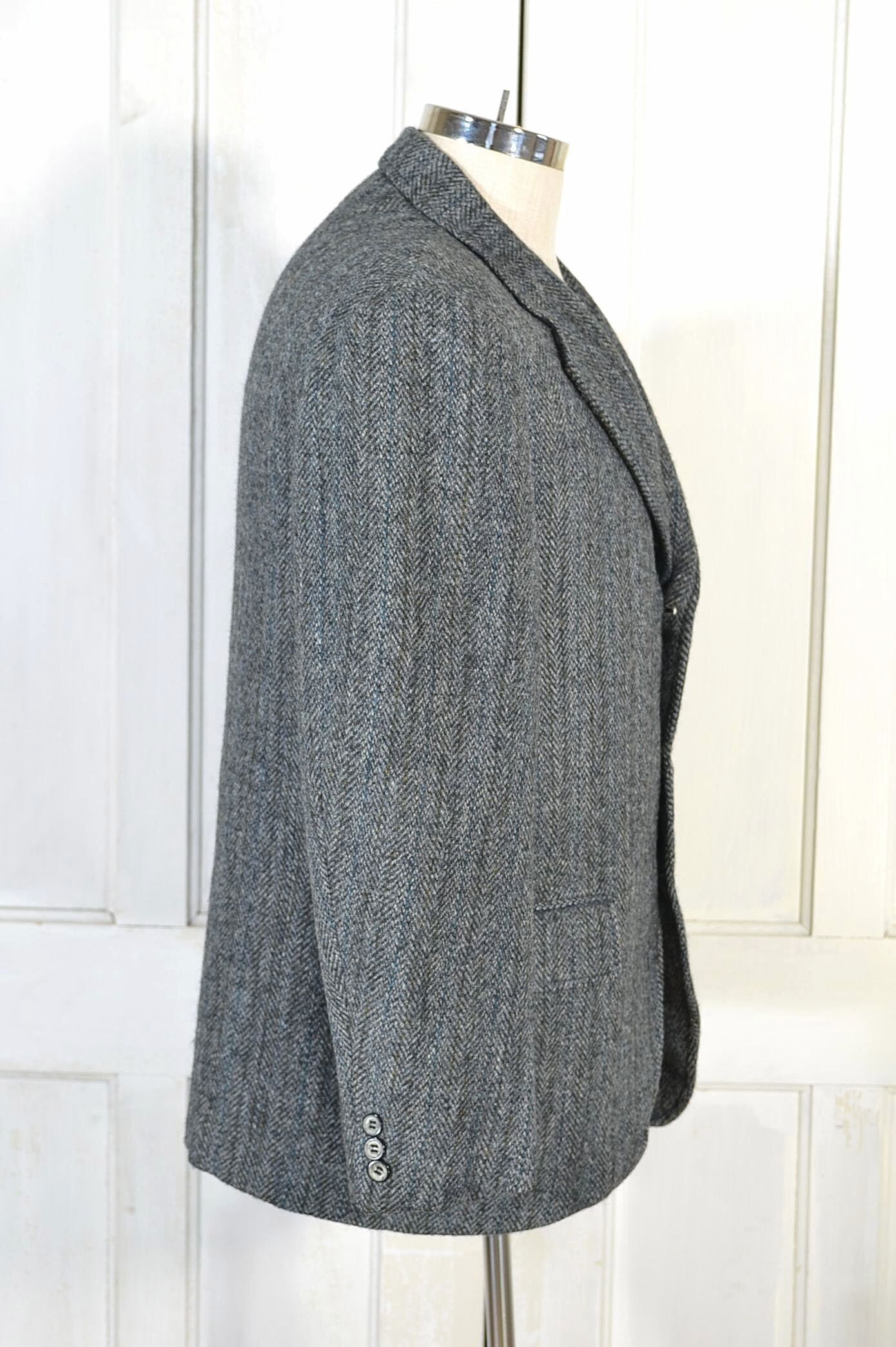 Vintage 70s Harris Tweed Blazer - Herringbone Tweed Sport Coat