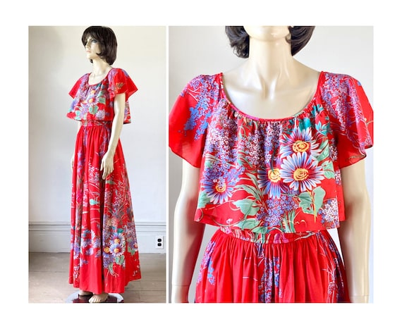 70年代 レトロ 花柄 ドレスワンピース deadstock (新品) ヨーロッパ 
