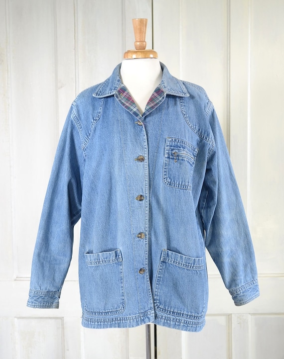 Vintage Denim Chore Jacket 90s Distressed Chore Coa… Gem