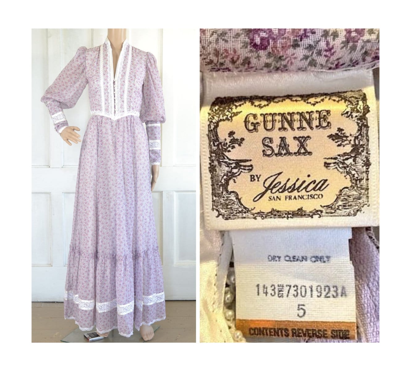 1970s Gunne Sax Maxi Dress - Sheer Floral Cottagecore Dress
