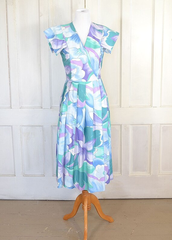 80's Floral Wrap Dress