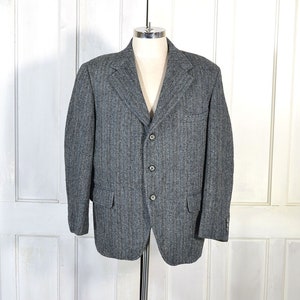 Vintage 70s Harris Tweed Blazer Herringbone Tweed Sport Coat Scottish Wool Jacket Academia Three Button Blazer image 1