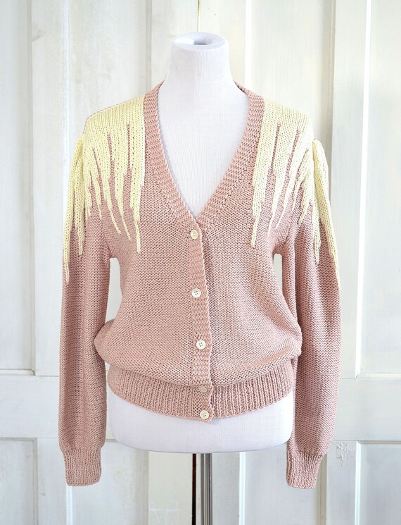 トップス 80s Hand Knit Dusty Pink Wool Cardigan 80s Hand Knit Dusty Pink Wool Cardigan