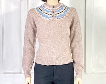 Vintage Fair Isle Wool Sweater - Anne Campbell Pullover Sweater - Heather Henley