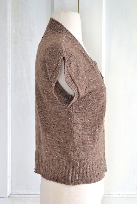 70s Vintage Sweater Knit Top - Tweed Flecked - Cr… - image 4
