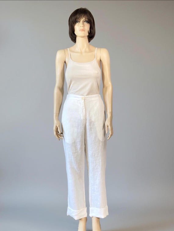 Vintage FLAX by Jeanne Engelhart Linen Pants - White Linen - Baggy