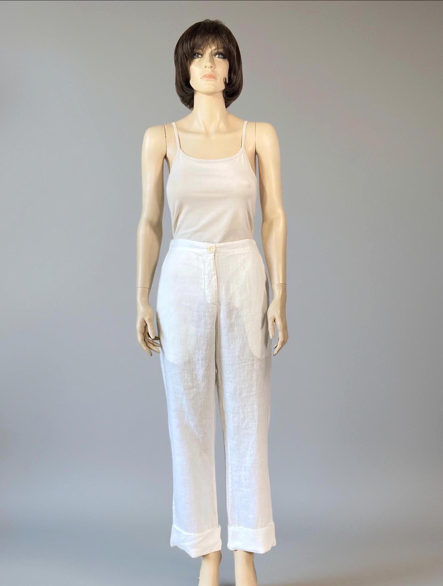 FLAX by Jeanne Engelhartリネンイージー ワイドショーツ Vintage FLAX by Jeanne Engelhart Linen Pants - White Linen - Baggy