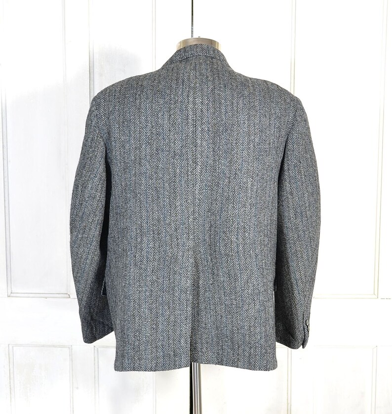 Vintage 70s Harris Tweed Blazer Herringbone Tweed Sport Coat Scottish Wool Jacket Academia Three Button Blazer image 6